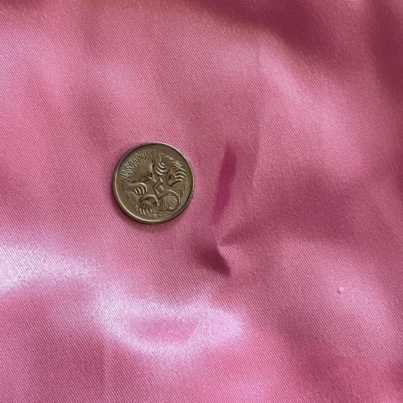 Love LaRouge Official Pink Satin “Death Before Dull Nails” Bomber Jacket Sz M - Picture 8 of 9